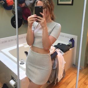 Pinstripe Crop Top and Skirt Set